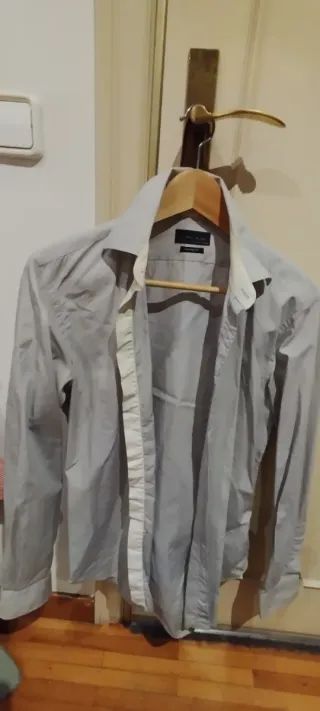 Camisa Zara Man Gris y Blanca