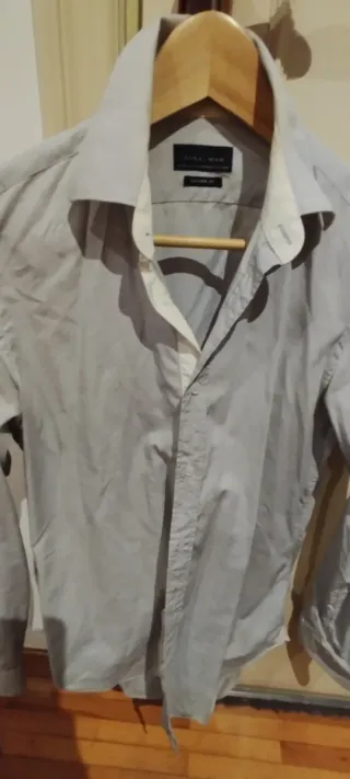 Camisa Zara Man Gris y Blanca
