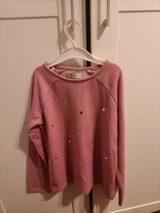 Sudadera rosa con pedrería talla 9/10
