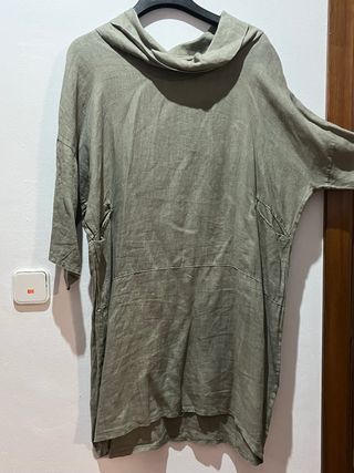 Vestido verde de lino Talla 44