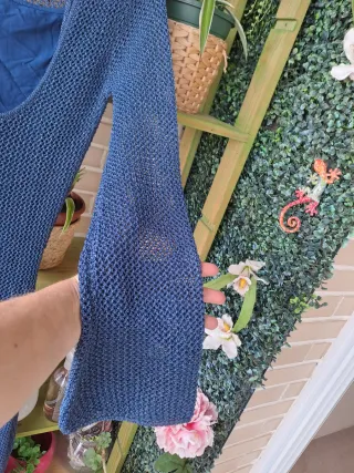 Vestido largo azul de punto