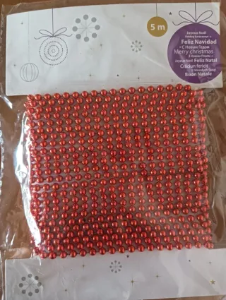 N.3 decorazioni natalizie perline rosse da metri 5