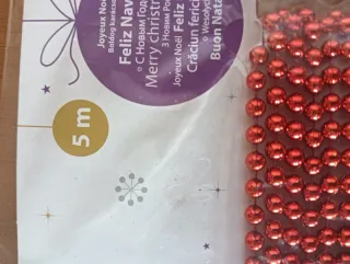 N.3 decorazioni natalizie perline rosse da metri 5