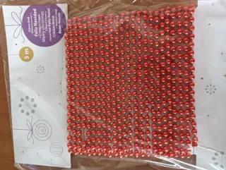 N.3 decorazioni natalizie perline rosse da metri 5