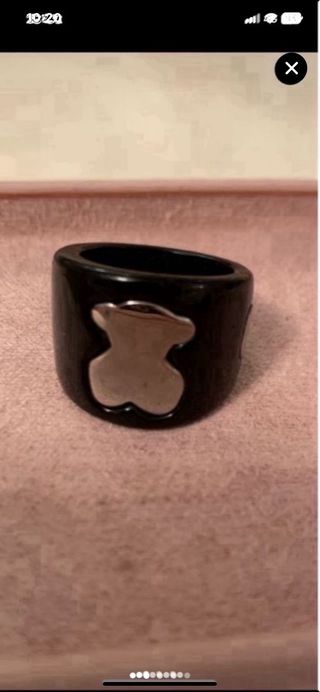 Anillo Oso Nácar y Acero Negro parecido TOUS
