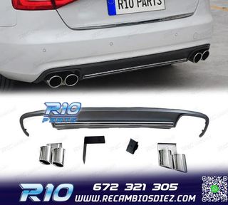 KIT DIFUSOR AUDI A4 B8 11-15 LOOK S4 + 2 COLAS DOBLES INOX