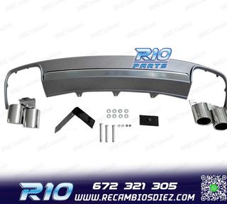 KIT DIFUSOR AUDI A4 B8 11-15 LOOK S4 + 2 COLAS DOBLES INOX