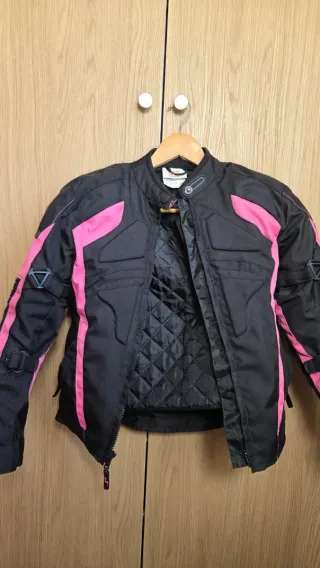 Chaqueta Moto Niña Negra y Rosa
