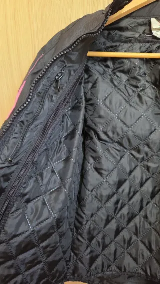 Chaqueta Moto Niña Negra y Rosa