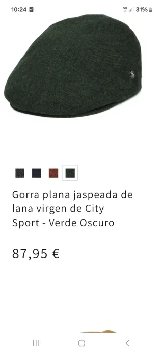 Gorra City Sport Lana Jaspeada Verde Oscuro