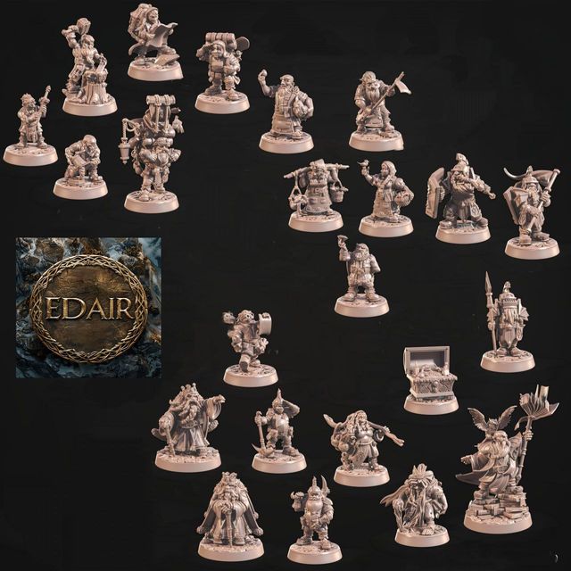 Pack 23 Figuras Enanos Impresión 3D Rol