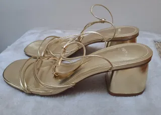 Sandalias Mango Doradas Tacón