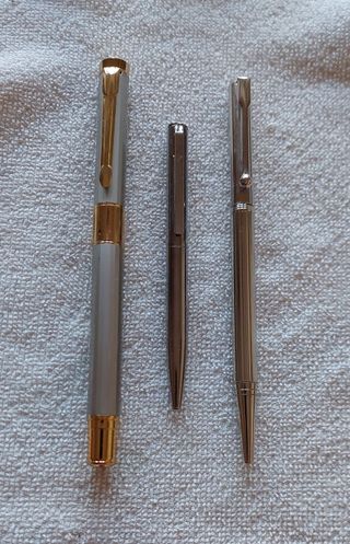 Tre penne metalliche vintage refill da sostituire