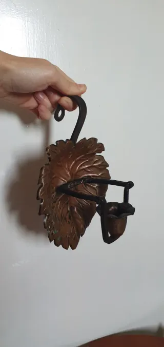 Portacandela vintage rame foglia