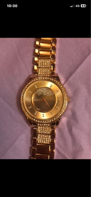 Orologio da polso dorato con strass