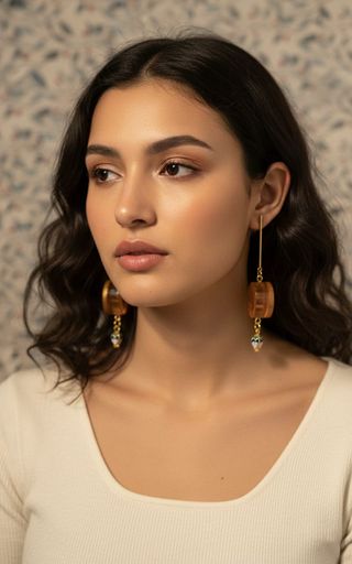 Pendientes Artesanales Flor Dorados y Verdes