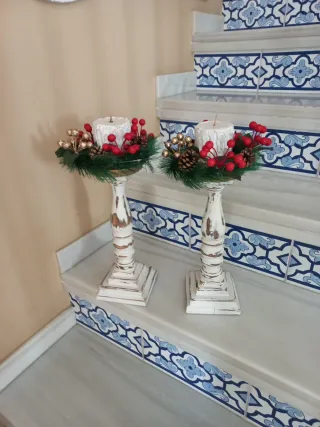 Portacandele natalizi in legno e plastica