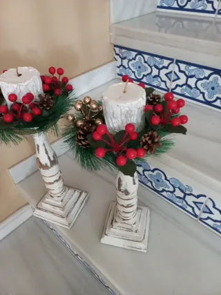 Portacandele natalizi in legno e plastica