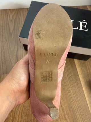 Zapatos tacón piel rosa T.39 + bolso