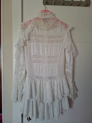 Blusa Highly Preppy Volantes Encaje Blanca Talla S