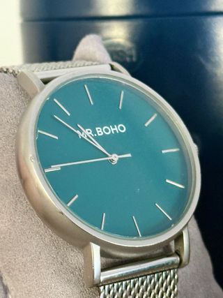 Reloj MR.BOHO Plata y Verde Esmeralda