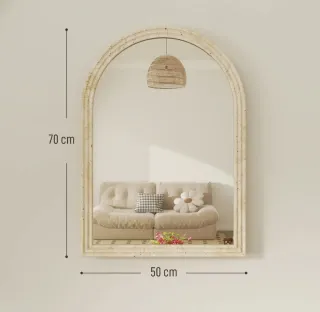 Specchio HOMCOM ad Arco da Parete 50x70 cm con Cornice in Stile Pietra per Soggiorno, Camera da Letto, Ingresso Beige 83c-158v00bg