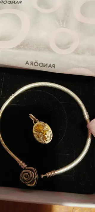 Pulsera Plata 925 Cierre Rosa Charm Rosa