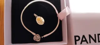 Pulsera Plata 925 Cierre Rosa Charm Rosa