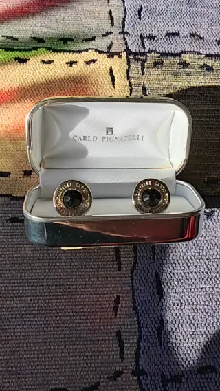 Gemelos Carlo Pignatelli Plateados Negro