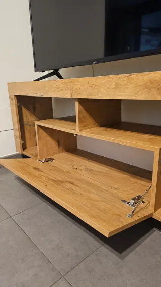 Mueble TV madera y cristal