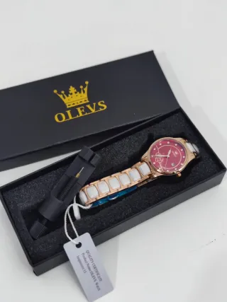 Reloj mujer Olevs cuarzo rojo-dorado