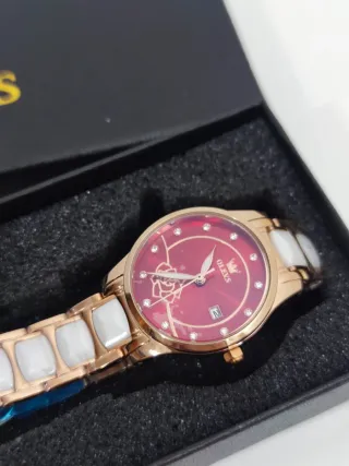 Reloj mujer Olevs cuarzo rojo-dorado