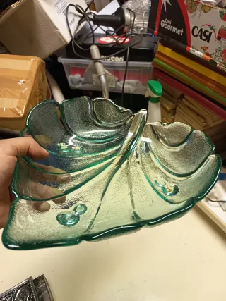 Vaso Foglia Vetro Verde Trasparente