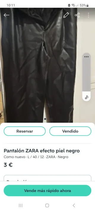Lote 3 Pantalones ZARA efecto piel negro