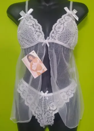 Picardías sexy encaje blanco talla única