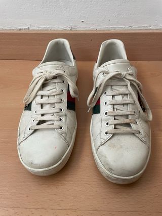Zapatillas Gucci Blancas Franja Verde y Roja
