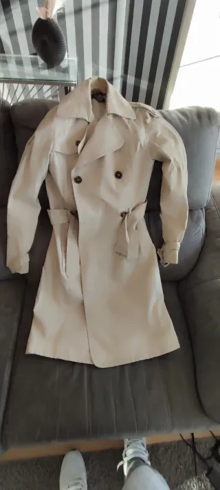 Gabardina Mango Beige Mujer