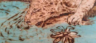 2 Cuadros Pirograbado Madera Leones