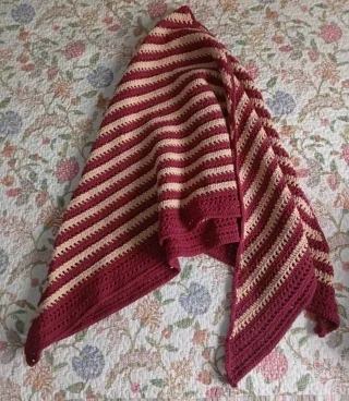 Echarpe bicolor beige y burdeos