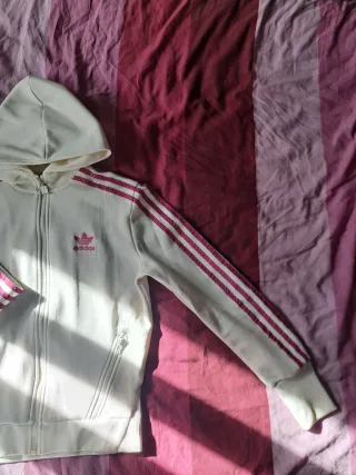 Sudadera Adidas Blanca y Rosa Talla M