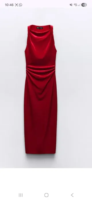 Vestido Terciopelo Rojo Zara Talla S