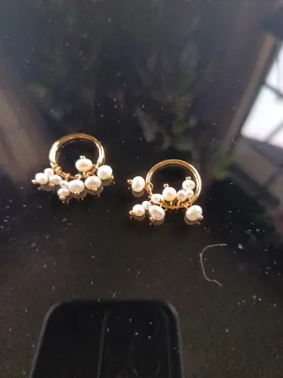 Pendientes Aro Perlas Dorados
