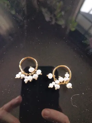 Pendientes Aro Perlas Dorados