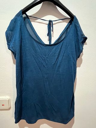 Blusa TL transparente azul petróleo