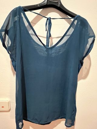 Blusa TL transparente azul petróleo