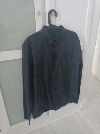 Camisa hombre XL rayas negro/gris