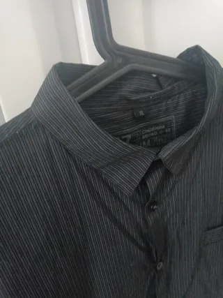 Camisa hombre XL rayas negro/gris