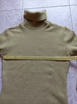 Jersey lana mujer cuello vuelto verde oliva