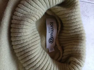 Jersey lana mujer cuello vuelto verde oliva