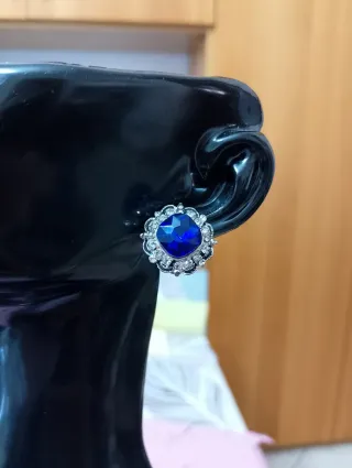 Orecchini vintage blu e argento